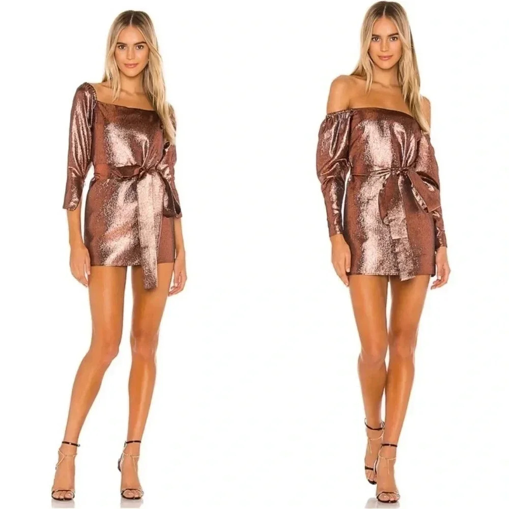 Michael  Costello bronze metallic mini dress